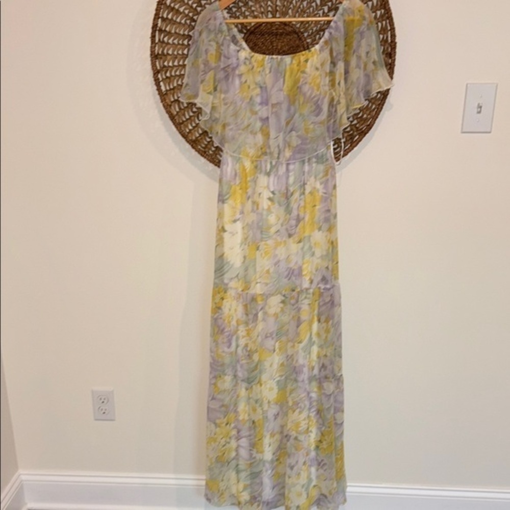 Aakaa Floral Maxi Dress in Yellow and Purple size small